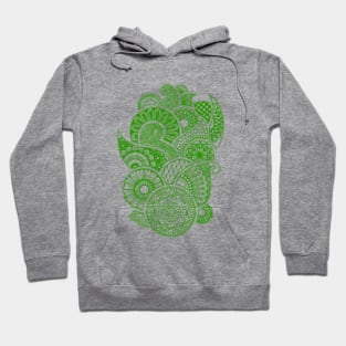 Abstract Mandala design (dark green on white) Hoodie